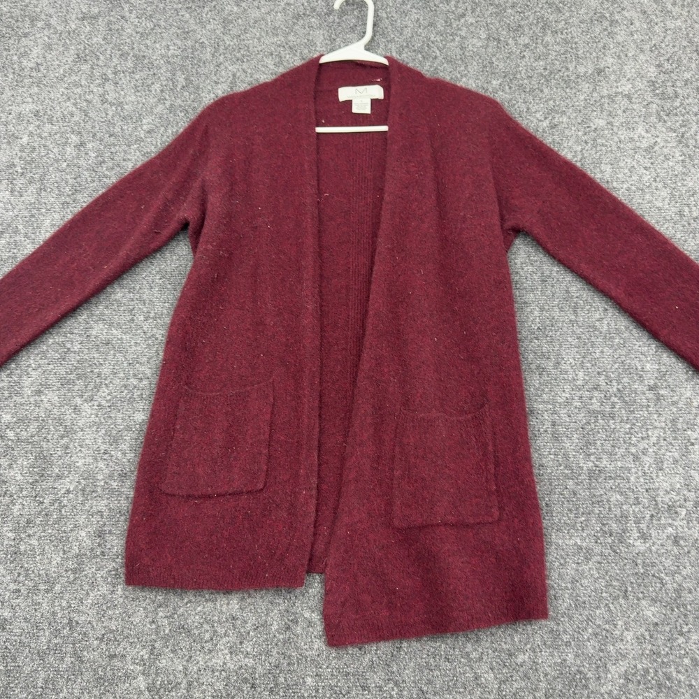 Magaschoni Cardigan‎ Women S Burgundy Cashmere Open Front Pockets Luxury Classic